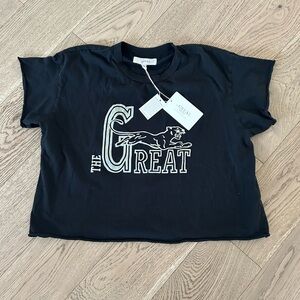 New The Great. Boxy Crew Crop Black Graphic Tshirt - 2